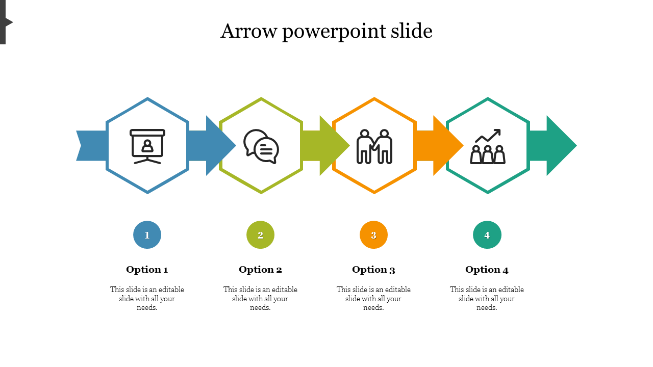 Free - Use Arrow PowerPoint Slide With Four Nodes Template